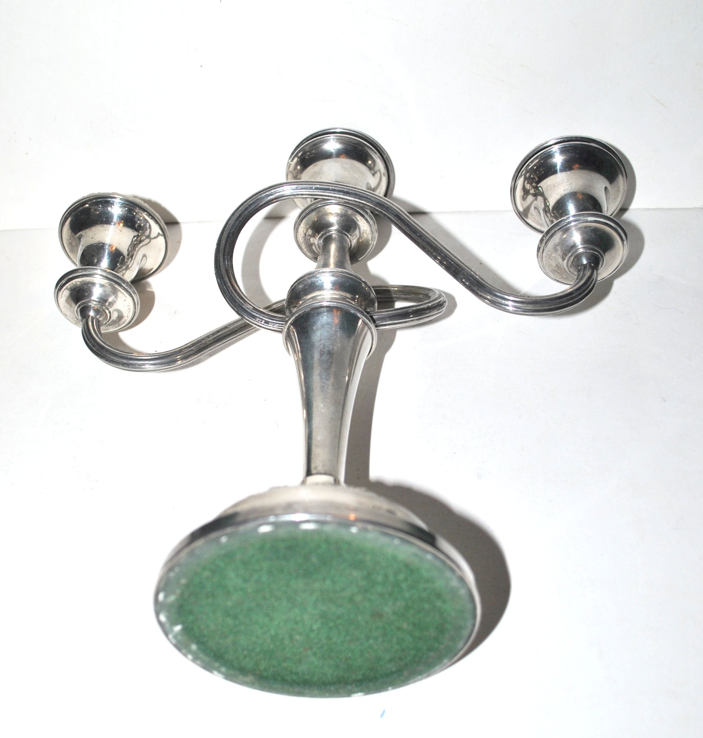 Vintage silver metal candlesticks - 3-arm English Silverplated Candelabra