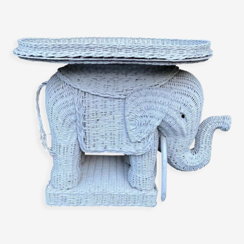 Wicker elephant side table