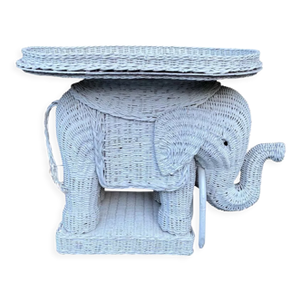 Wicker elephant side table