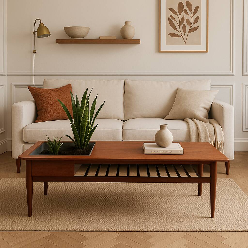 Scandinavian coffee table Samcom in teak – 1960s