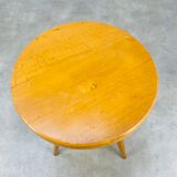 Vintage blond wood tripod stool