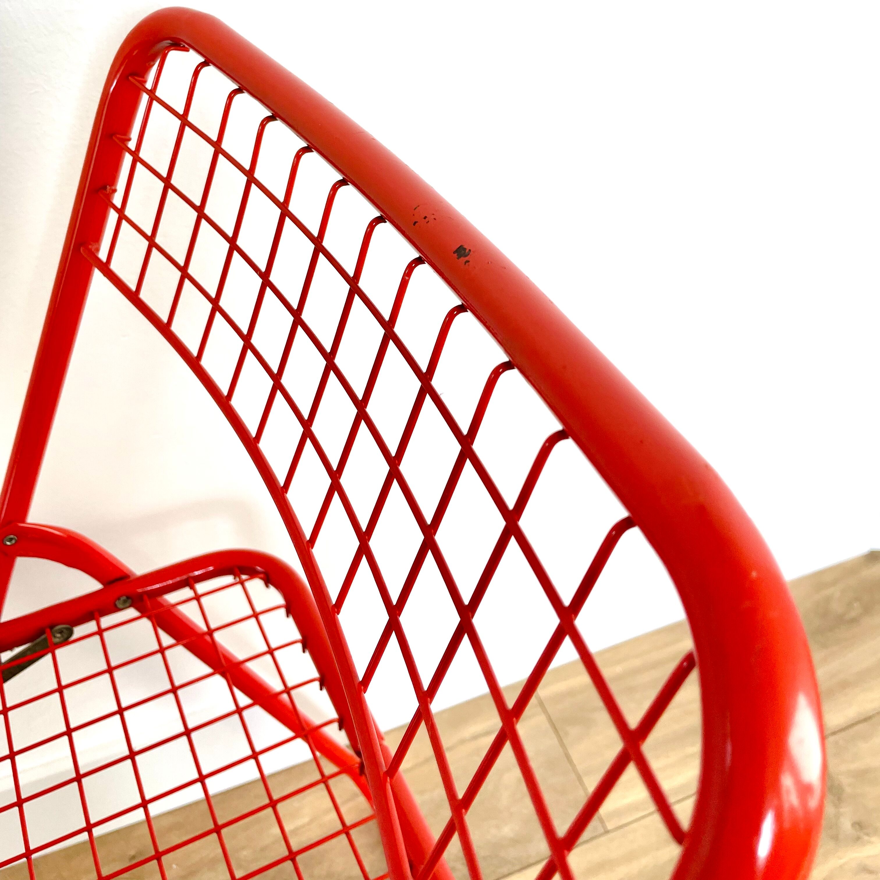Vintage ikea red metal folding chair