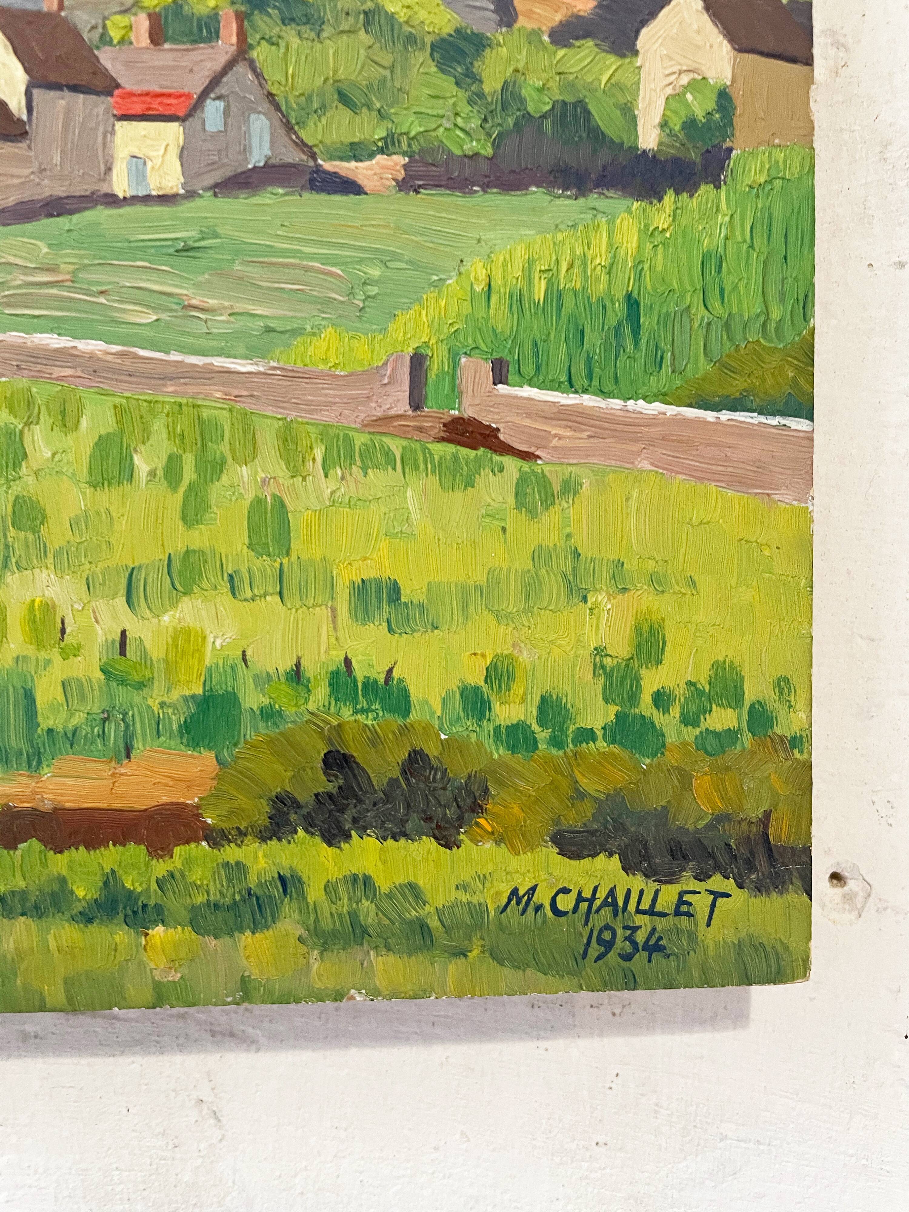 Painting oil landscape village 1934