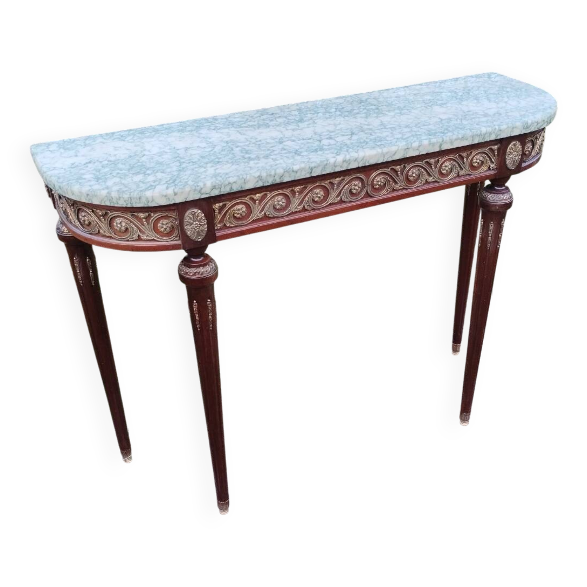 Console ancienne style louis xvi avec plateau marbre