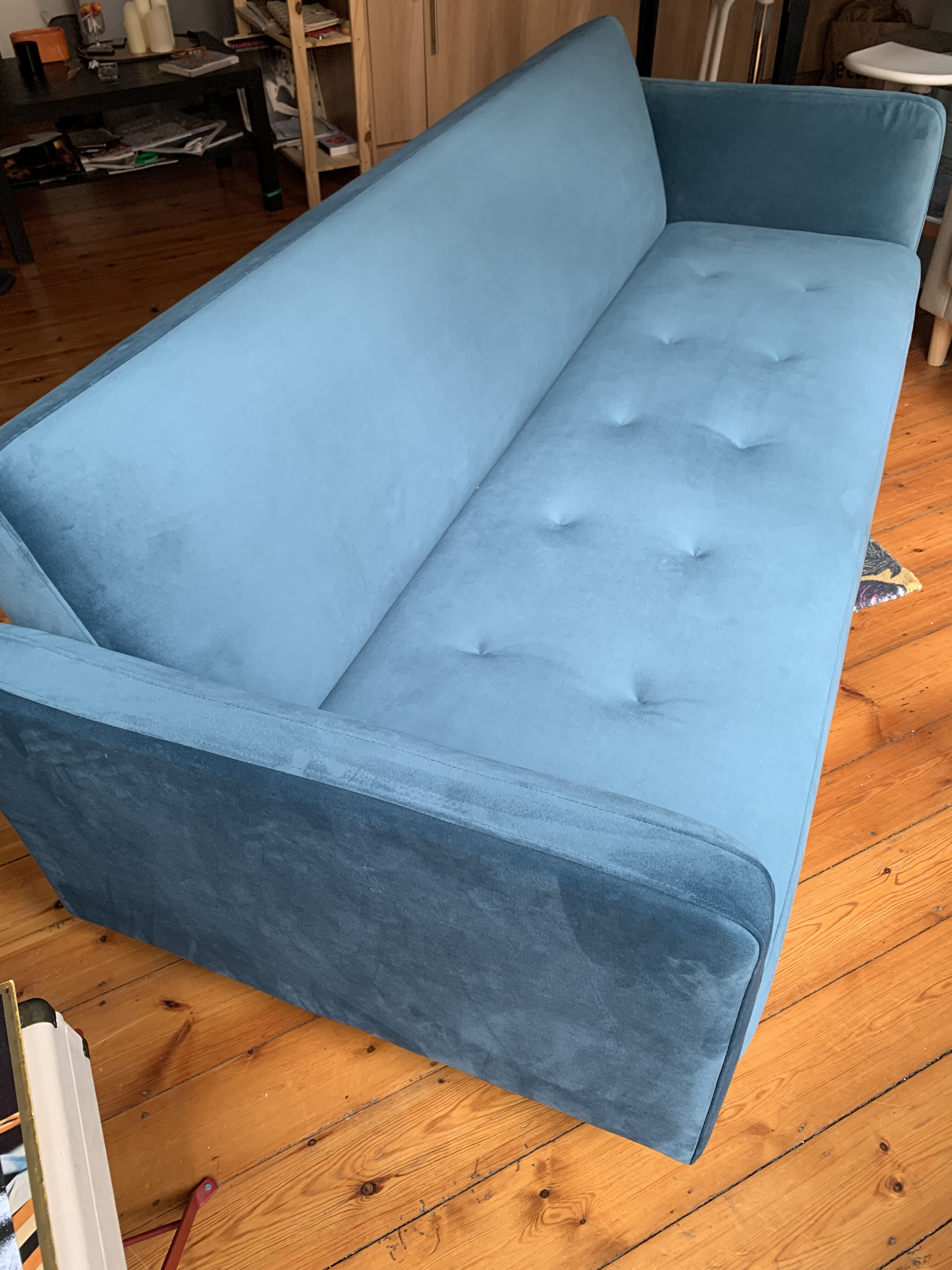 Sofa bed sofa bed, steel blue velvet (Made.com