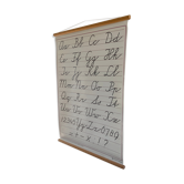School and pedagogical poster, the alphabet, calligraphy lesson on vintage linen canvas