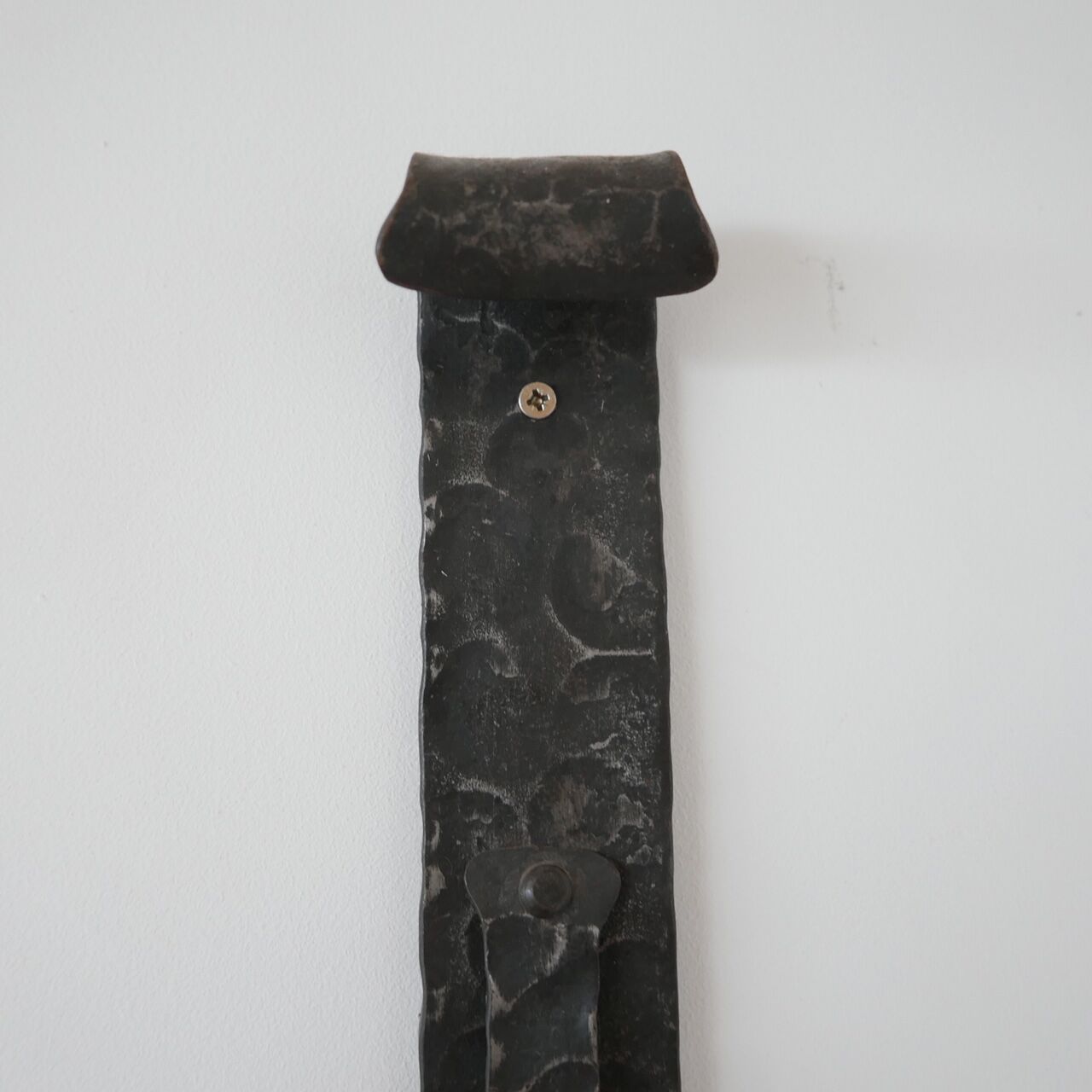 Brutalist iron mid-century french double arm wall light