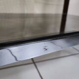 Smoked glass service two trays base wood and chrome metal