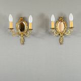 Pair of Louis XV Style Mirror Wall Sconces, 20th Century
