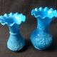 Antique French Opaline Glass Vases: Art Nouveau Floral Pair