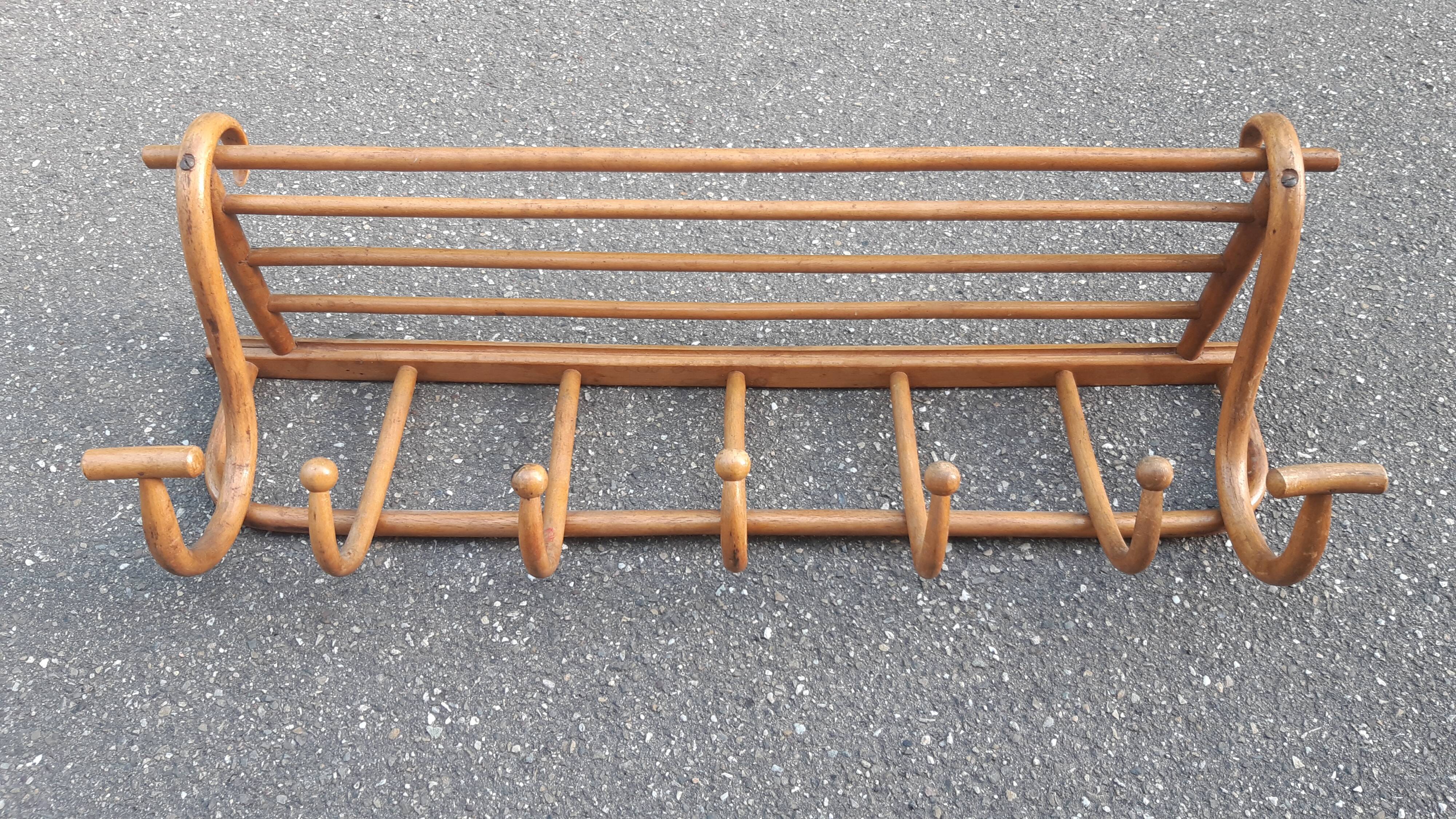 Coat rack bistro curved wood early twentieth century
