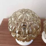 Pair of golden Scandinavian globe wall lights
