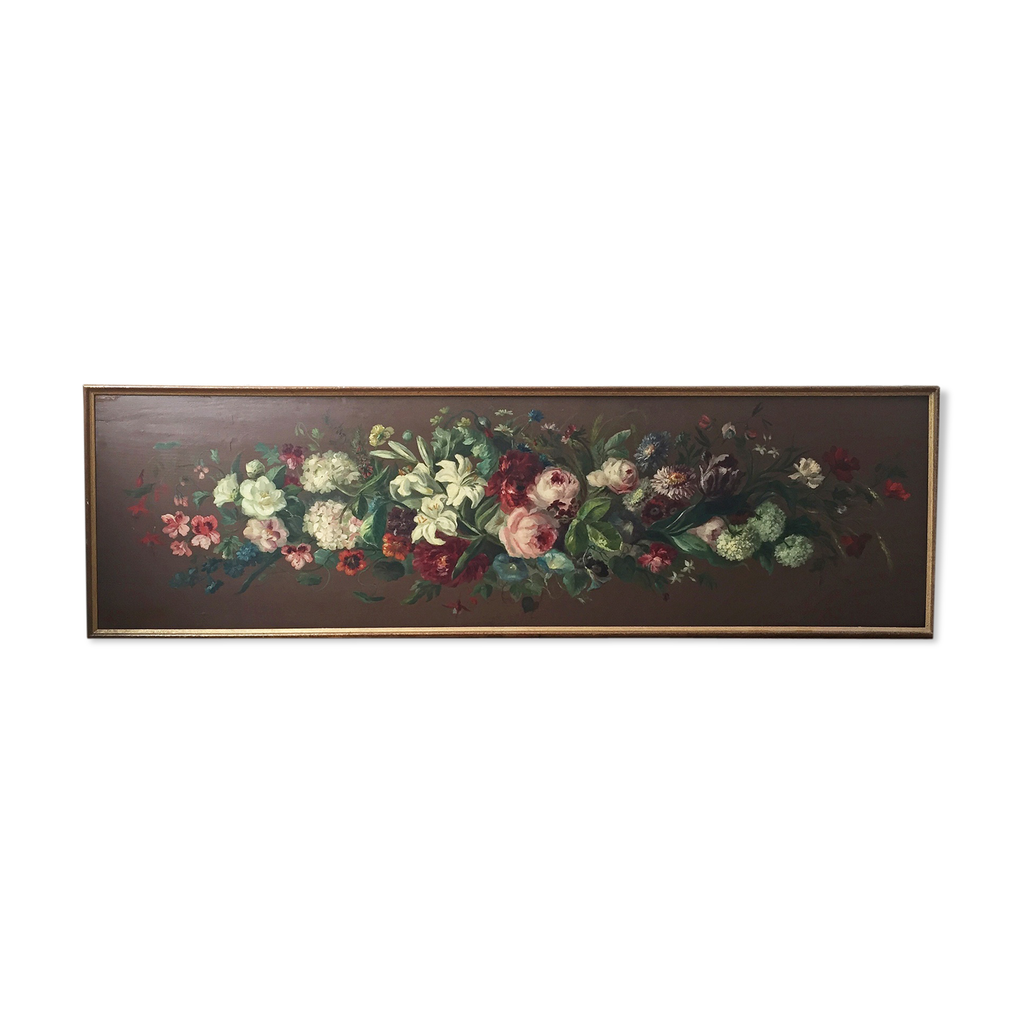 Peinture à l’huile sur bois XIXème format XXL
