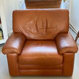 Fauteuil chauffeuse cuir années 80