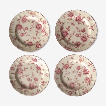 Lot de 4 assiettes à dessert motif fleurs