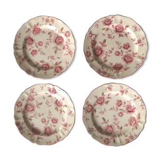 Set of 4 dessert plates flower pattern