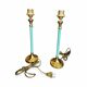 2 x brass and blue steel table lamps from Kullmann / 1970s