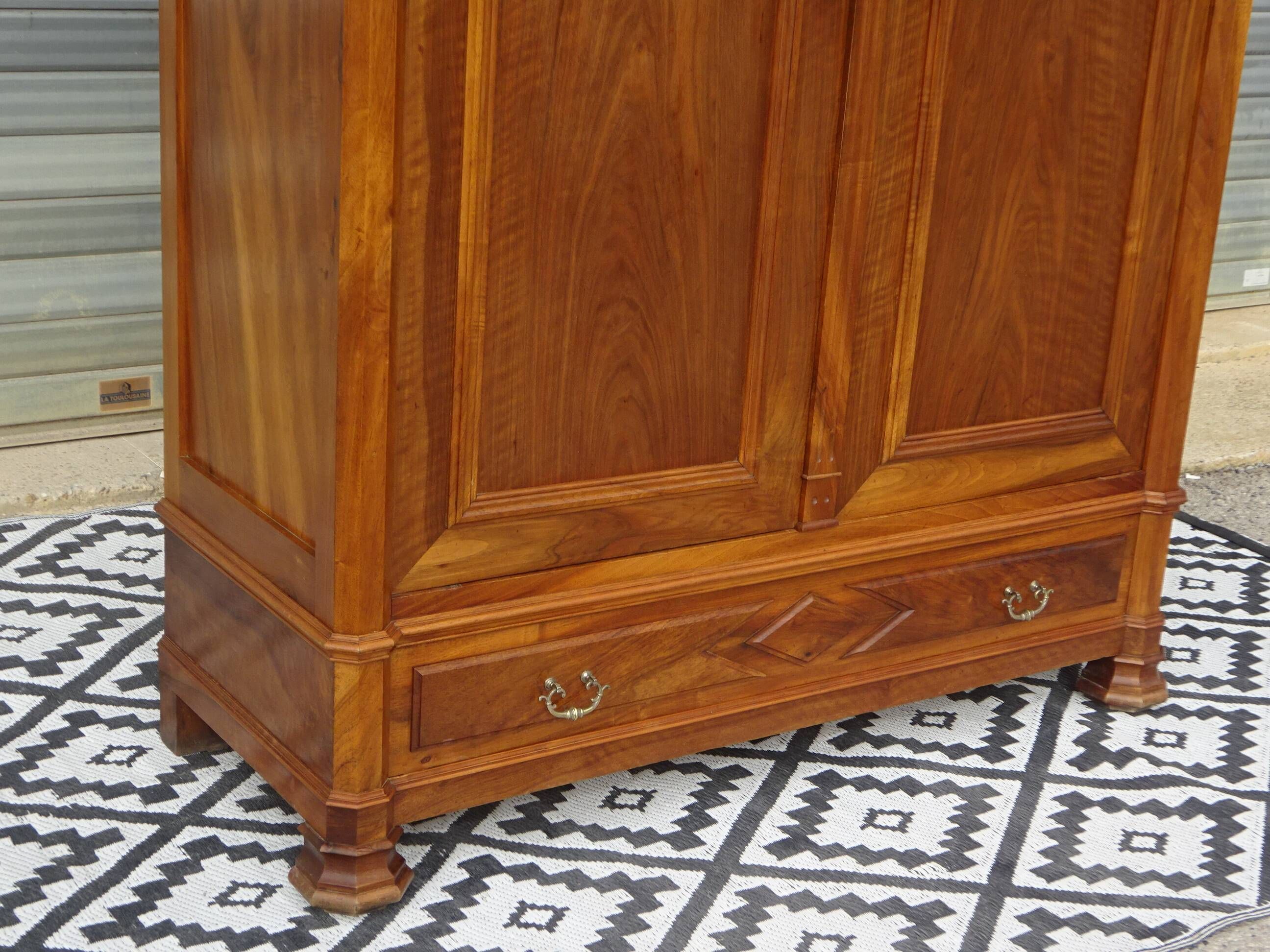Large antique wardrobe in solid walnut