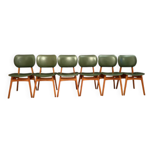 6 chaises en similicuir - 1960 vert