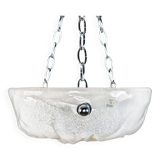 1980s Murano Ice-Textured Opalescent Glass Plafonnier Lamp by Effetre