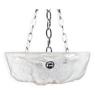 1980s Murano Ice-Textured Opalescent Glass Plafonnier Lamp by Effetre
