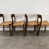 4 chairs 75 by Niels Otto Moller, Scandinavian design, teak