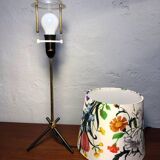 Mid-Century Modern Table Lamp in Brass with Vintage Gucci Shade