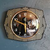 Vintage clock silent wall clock 60s "Golden Black Electric Japy"