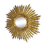 Sun mirror gilded with gold leaf Vintage 50s 42cm