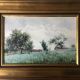 Watercolor signed Victor Henry (1855-1942) "The field of the village" with frame