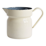 Vintage enameled sheet metal milk jug with lid f