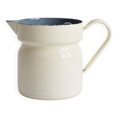 Vintage enameled sheet metal milk jug with lid f