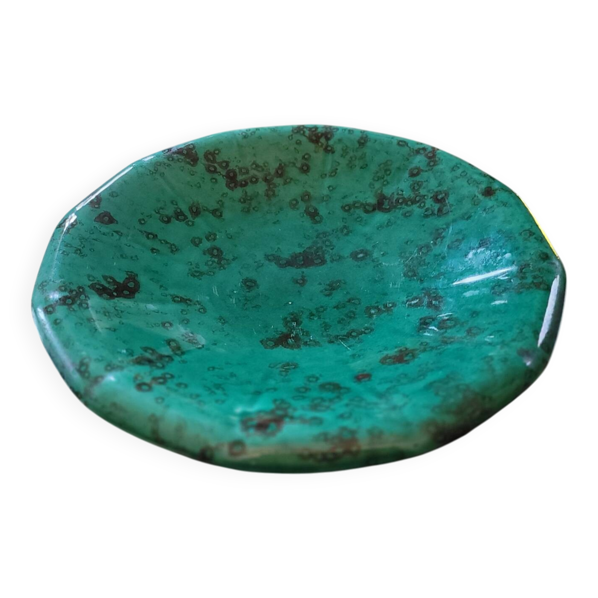 Ceramic bowl with malachite green glaze. 1950s. Ceramic bowl with green glaze.