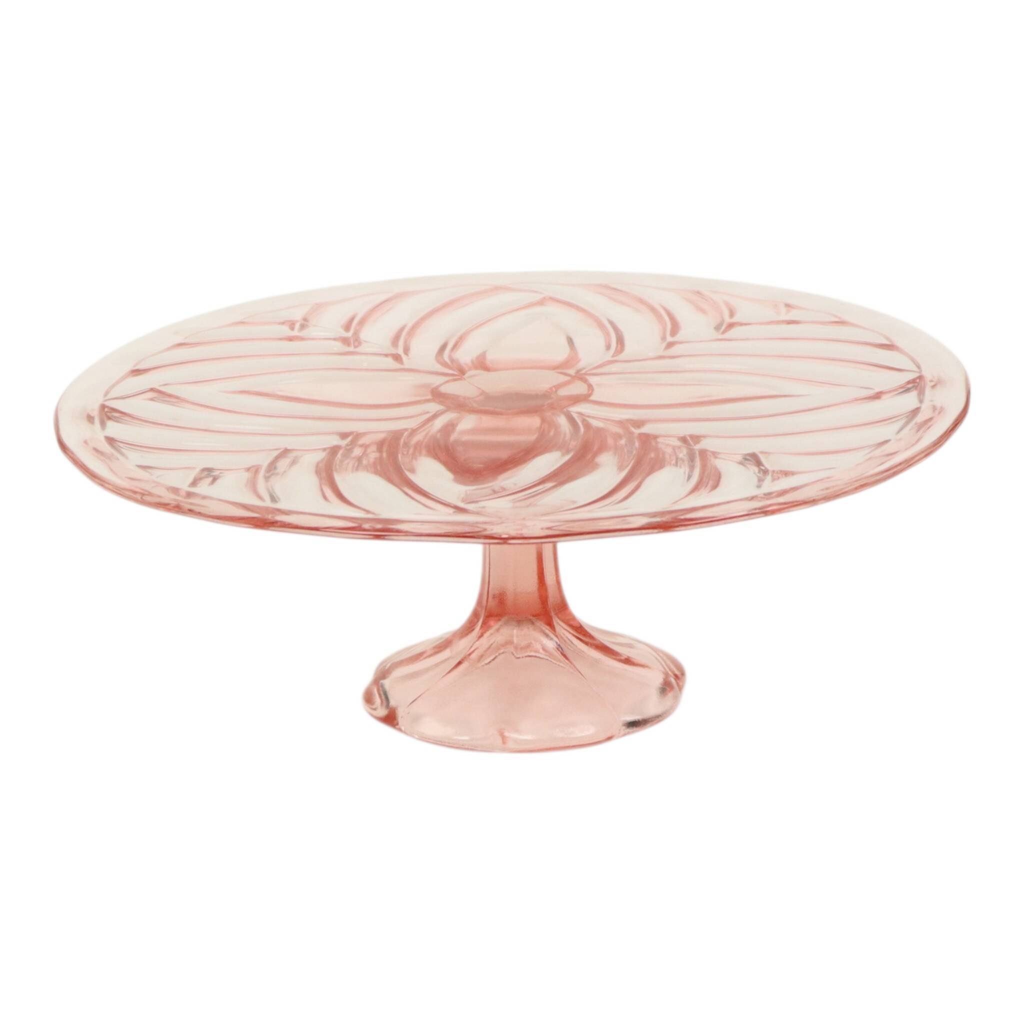 Pink Art Deco Cake Plate Pastry Dish Val Saint Lambert 34cm