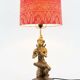 Unique and monumental Siamese bronze lamp from the 19th century, stamped.