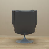 Grey leather swivel armchair, Danish design, 1960s, designer: Geoffrey Harcourt, manufacturer: Artif