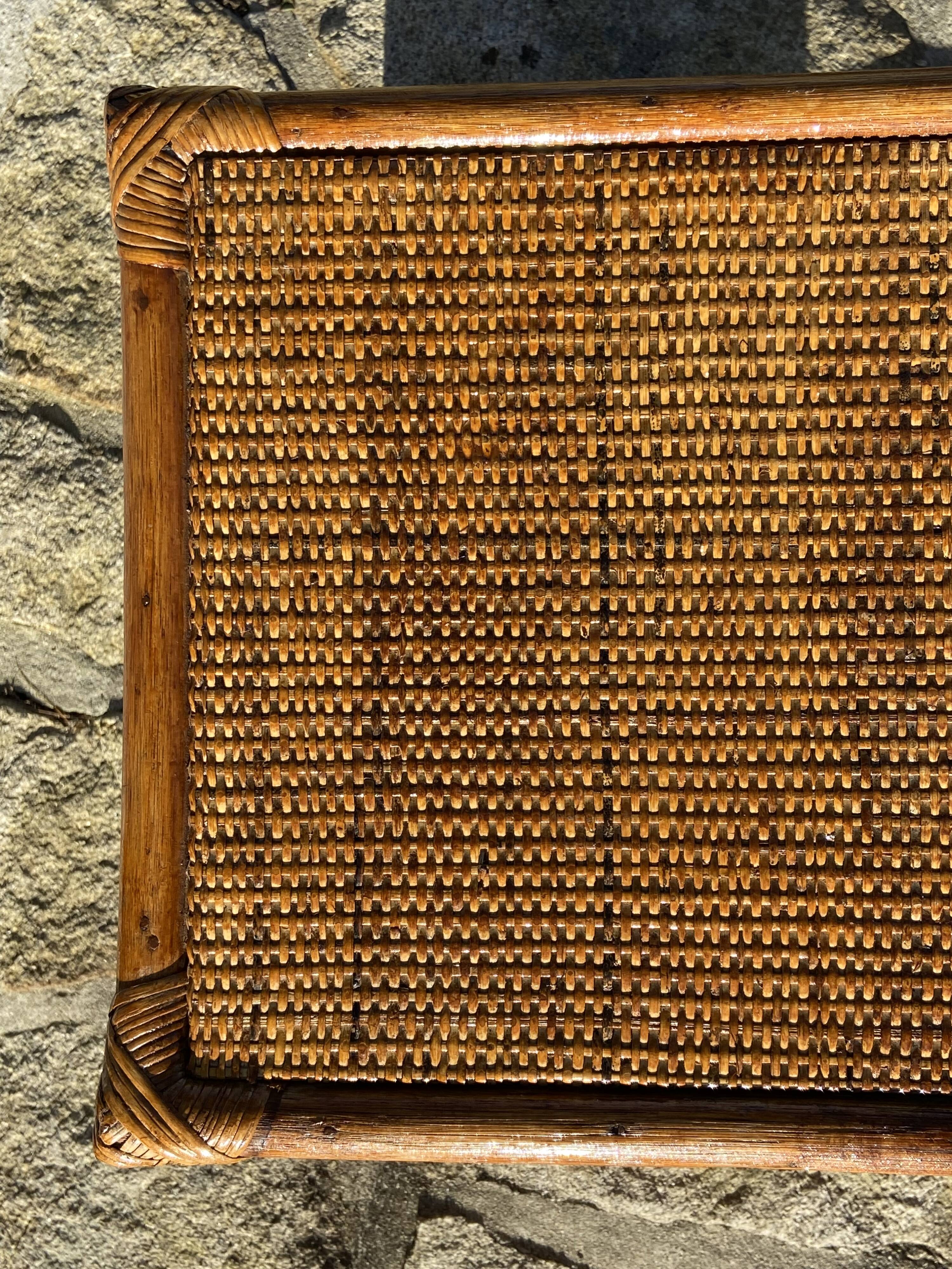 Wooden chest of drawers and rattan