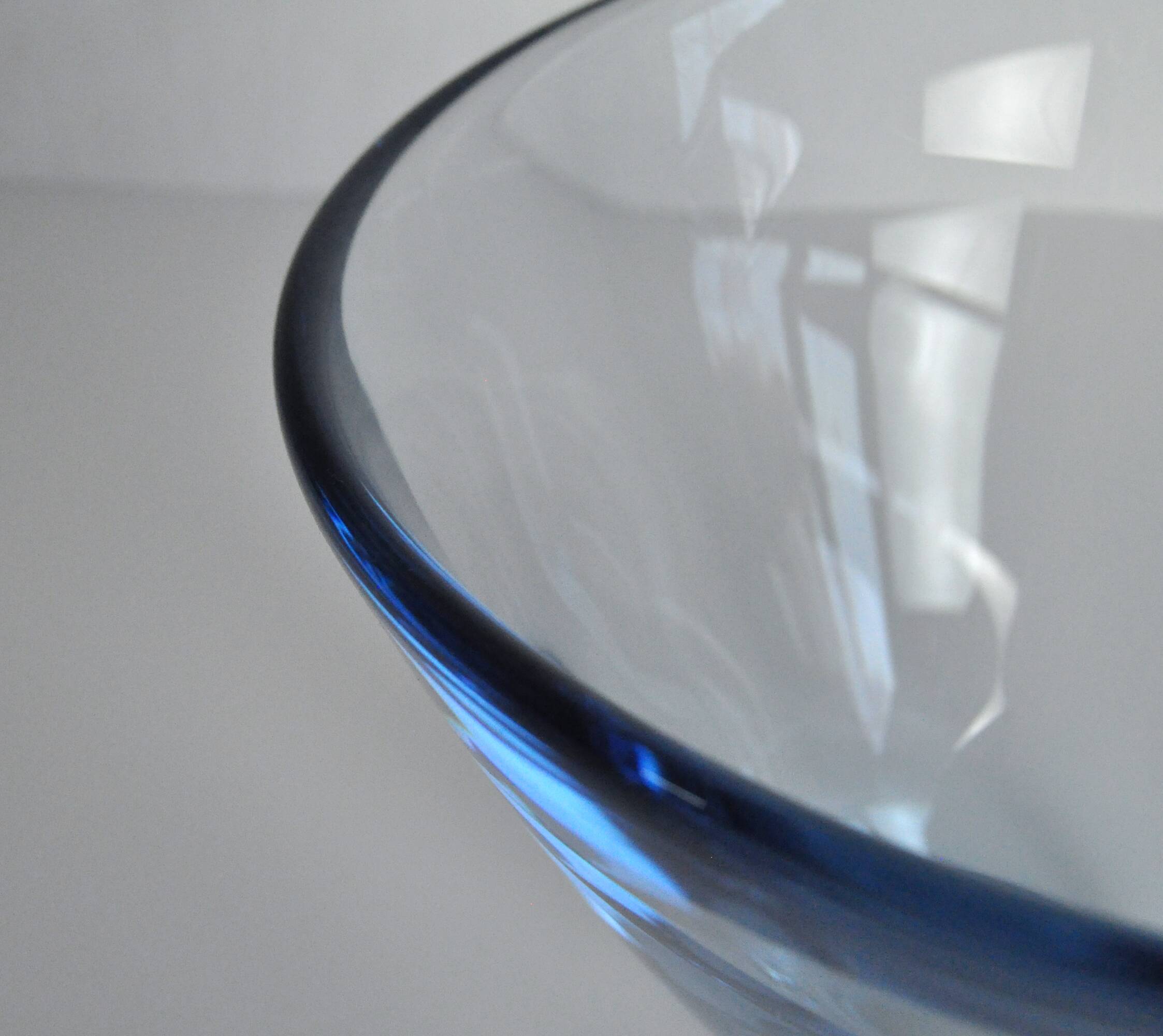 Hand blown Aqua blue glass bowl by Per Lütken for Holmegaard