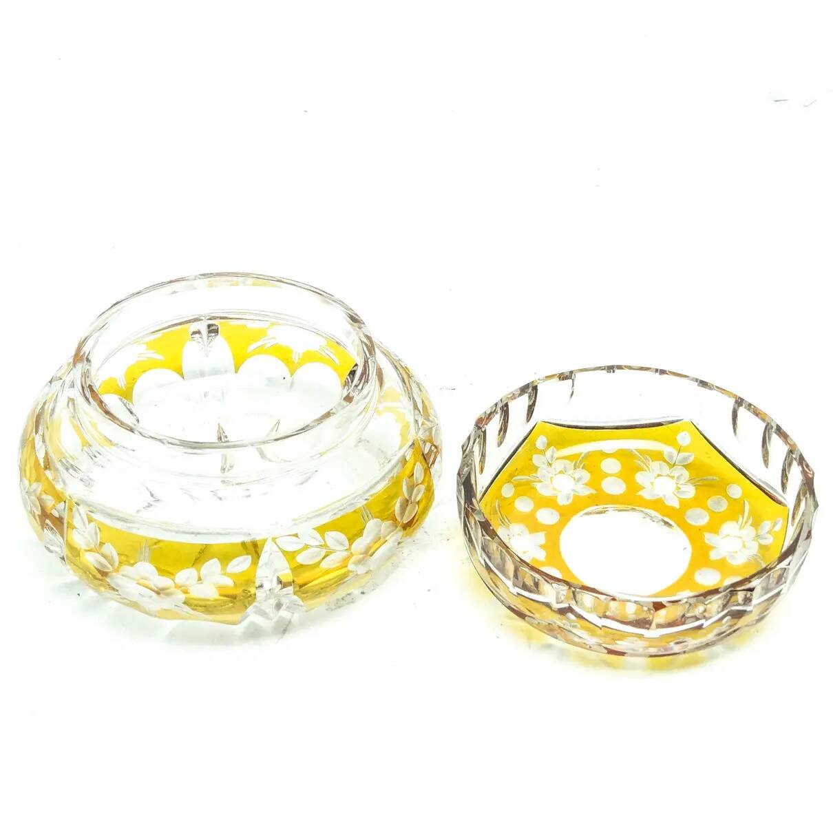 Bonbonnière Art Déco, en verre cristal, Julia Glassworks, Pologne, années 1960