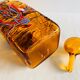 Vintage orange glass decanter / bottle with stopper, textured glass mdina