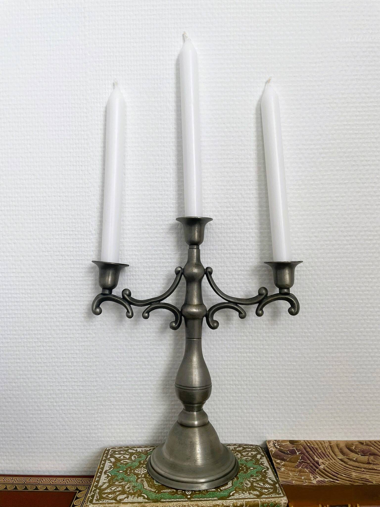 Three-branch candlestick in pewter