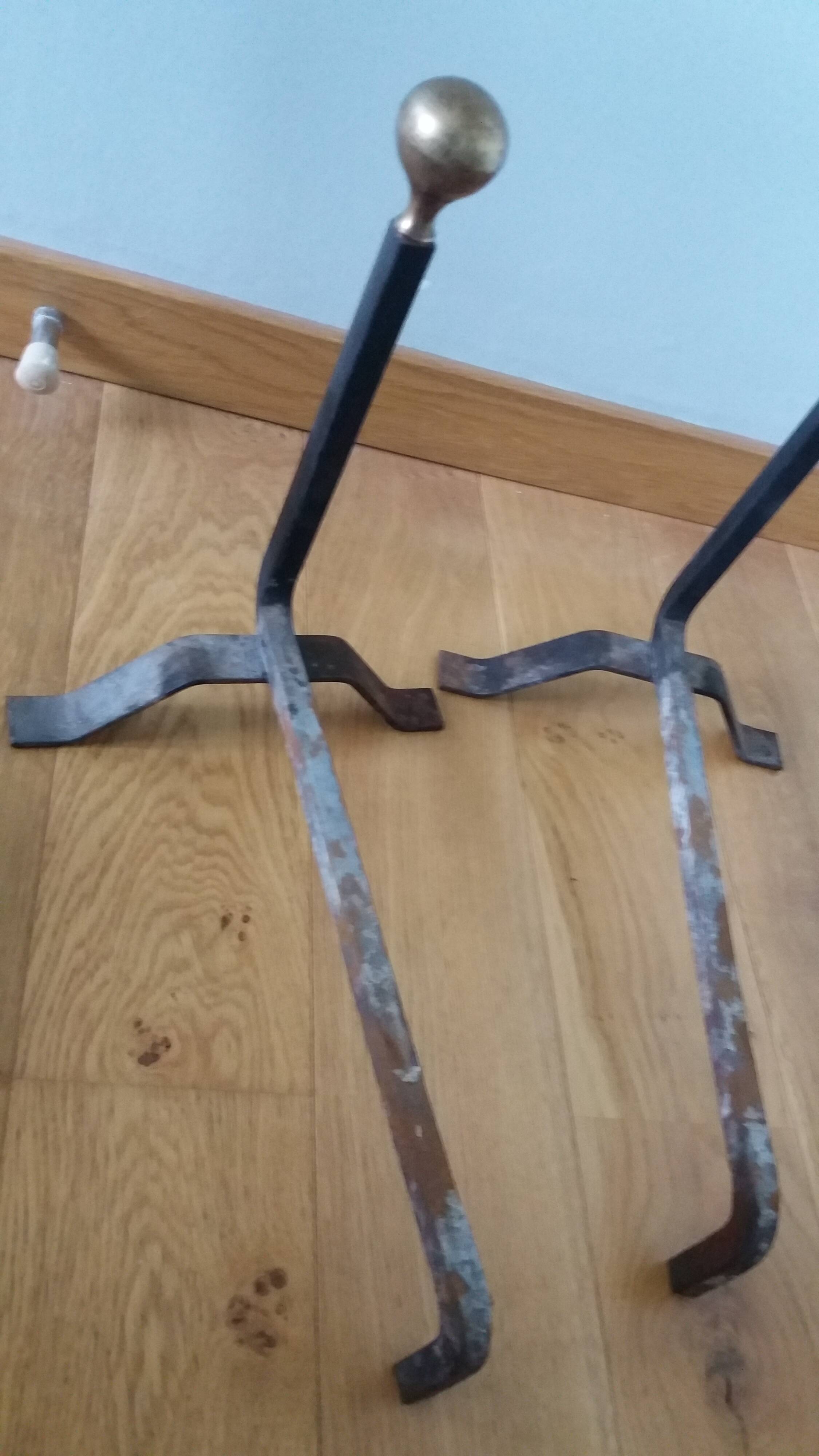 Chenets de cheminée tête laiton ou bronze