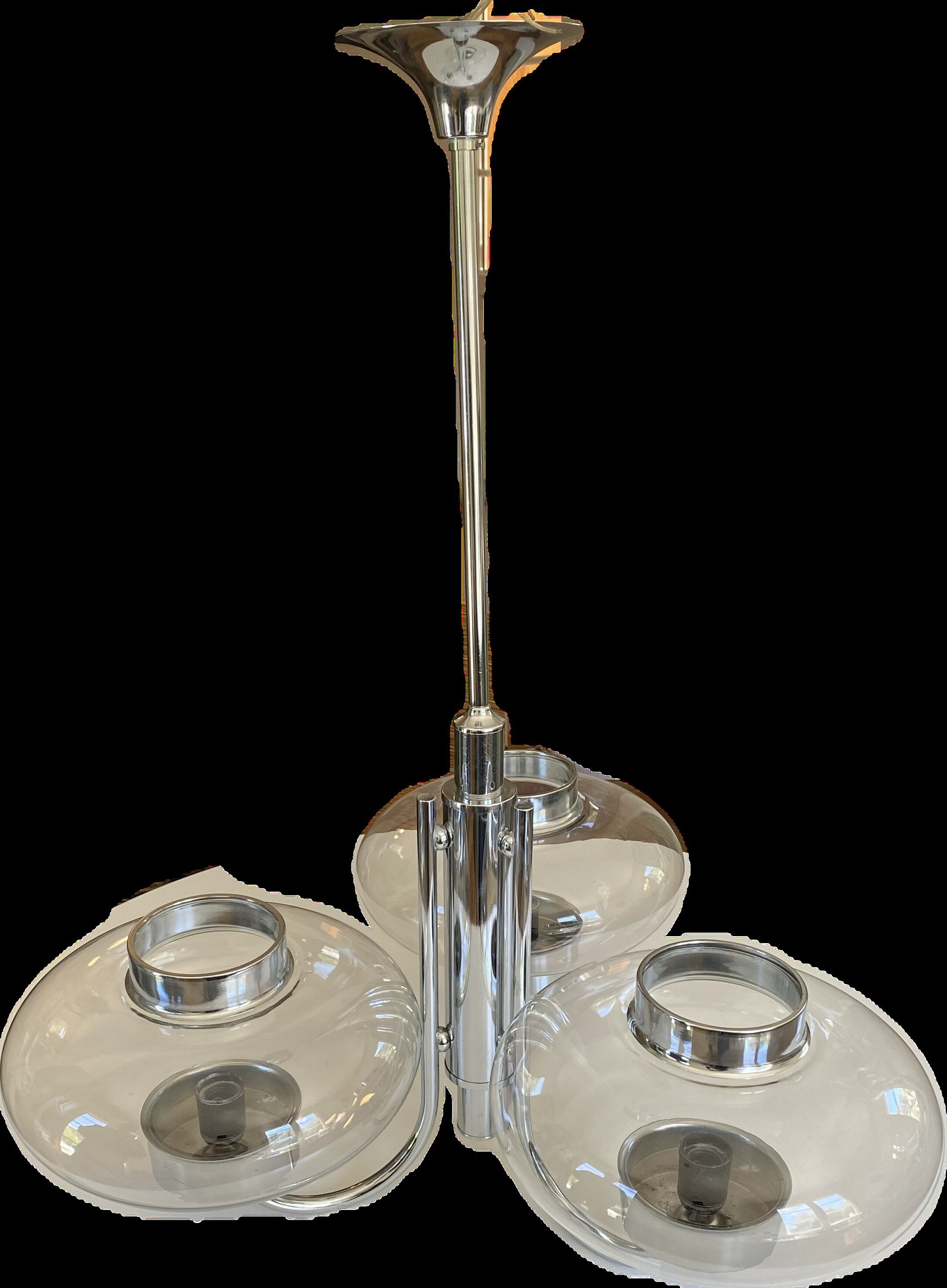 Large chrome metal Space Age chandelier