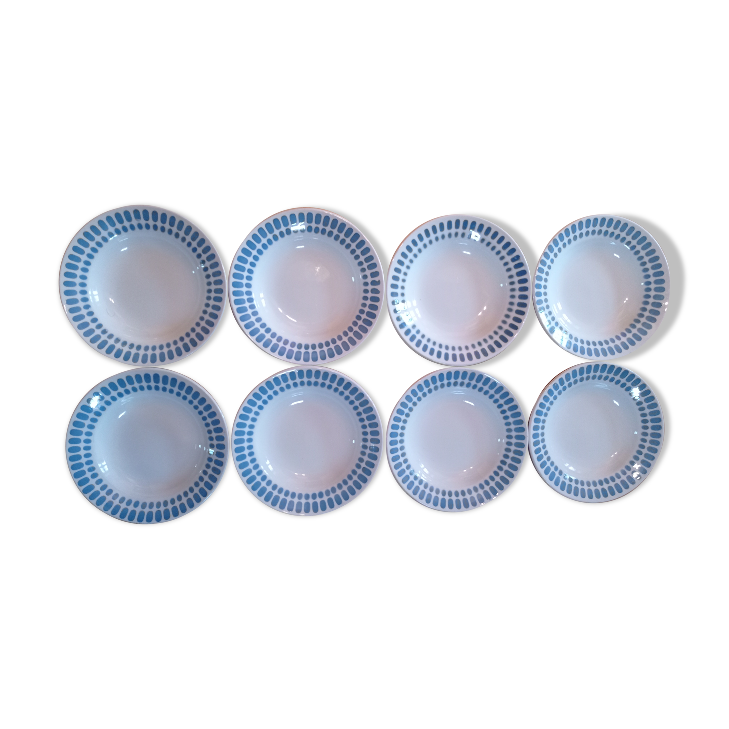 8 hollow plates Digoin Sarreguemines "Tartan"