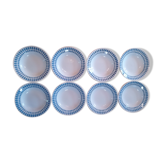 8 assiettes creuses Digoin Sarreguemines "Tartan"