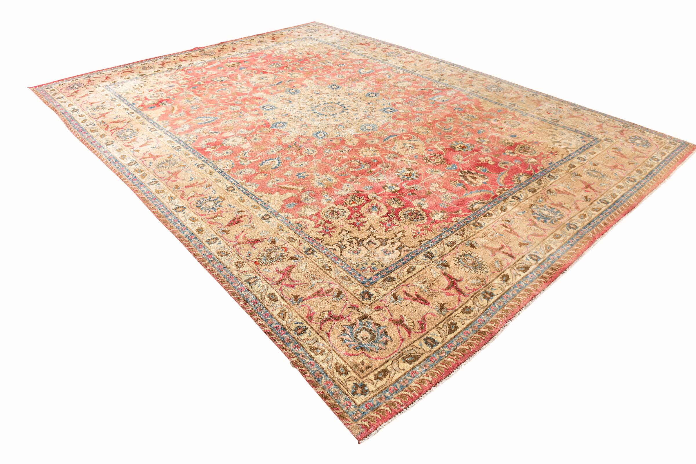 9x12 Pale Red & Cream Classic Persian Rug, 279x374Cm