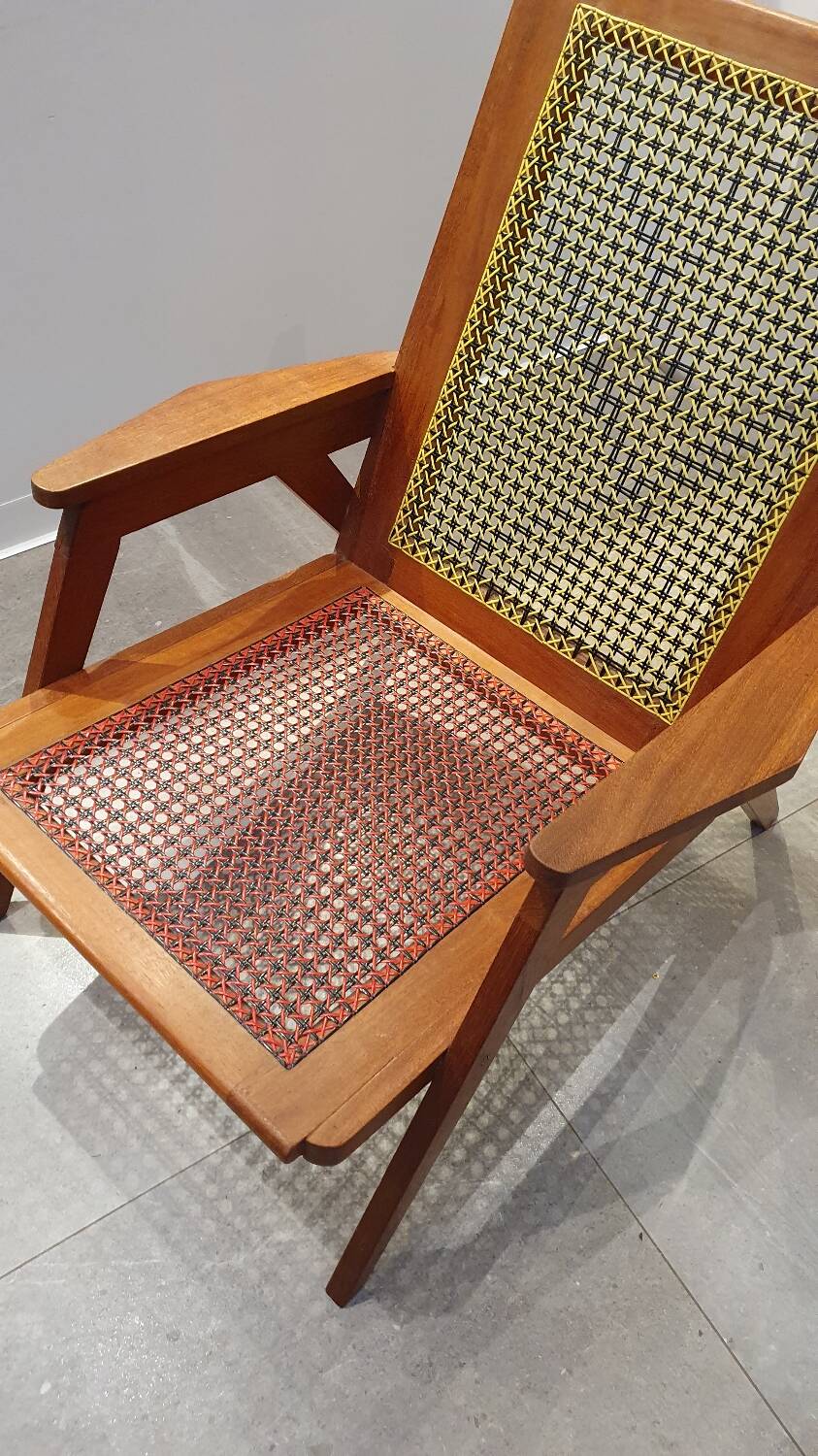 Mahogany cane armchair from the 60s