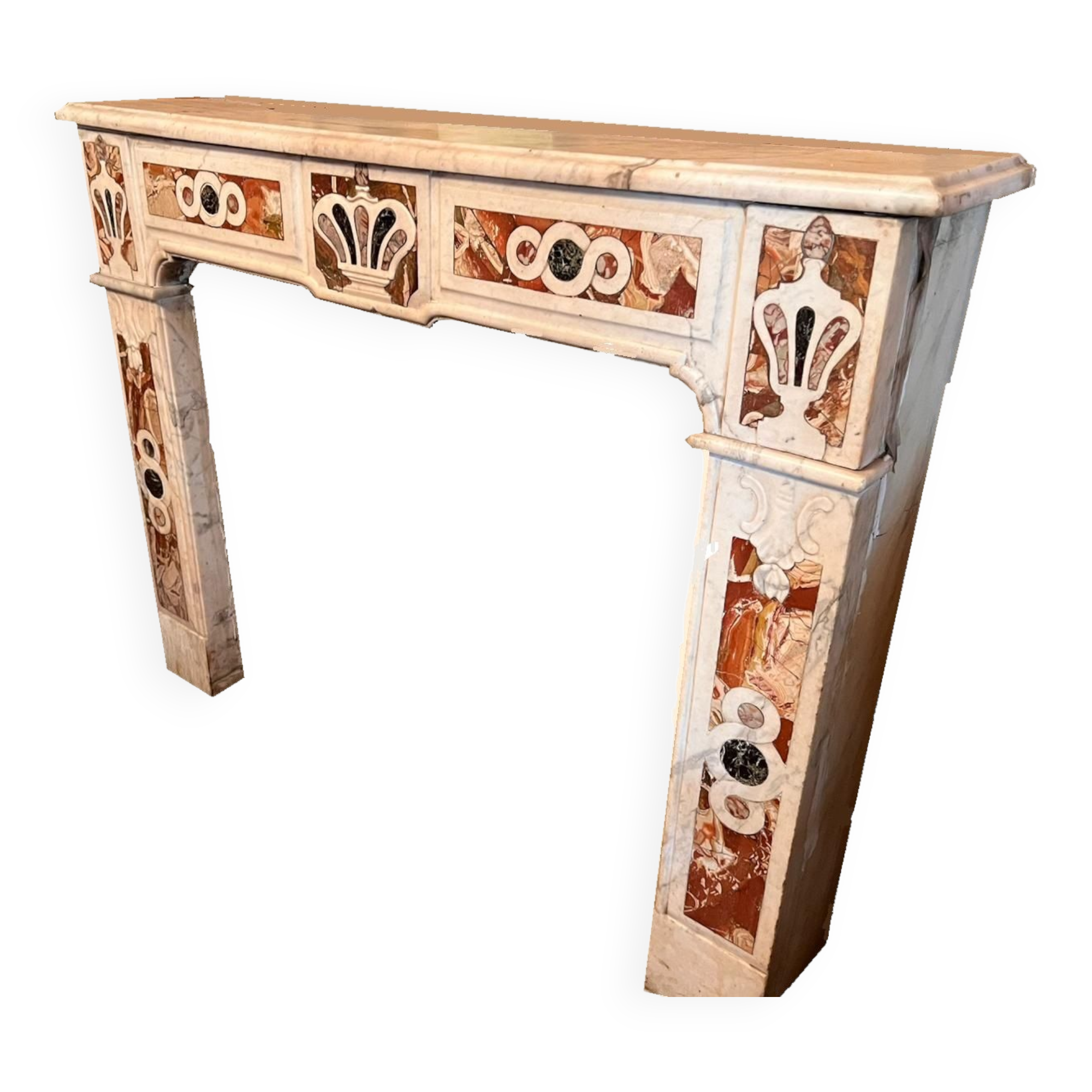 Carrara marble fireplace with 18th century incrustations