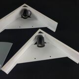 2 minimalist triangular wall lights, 1980