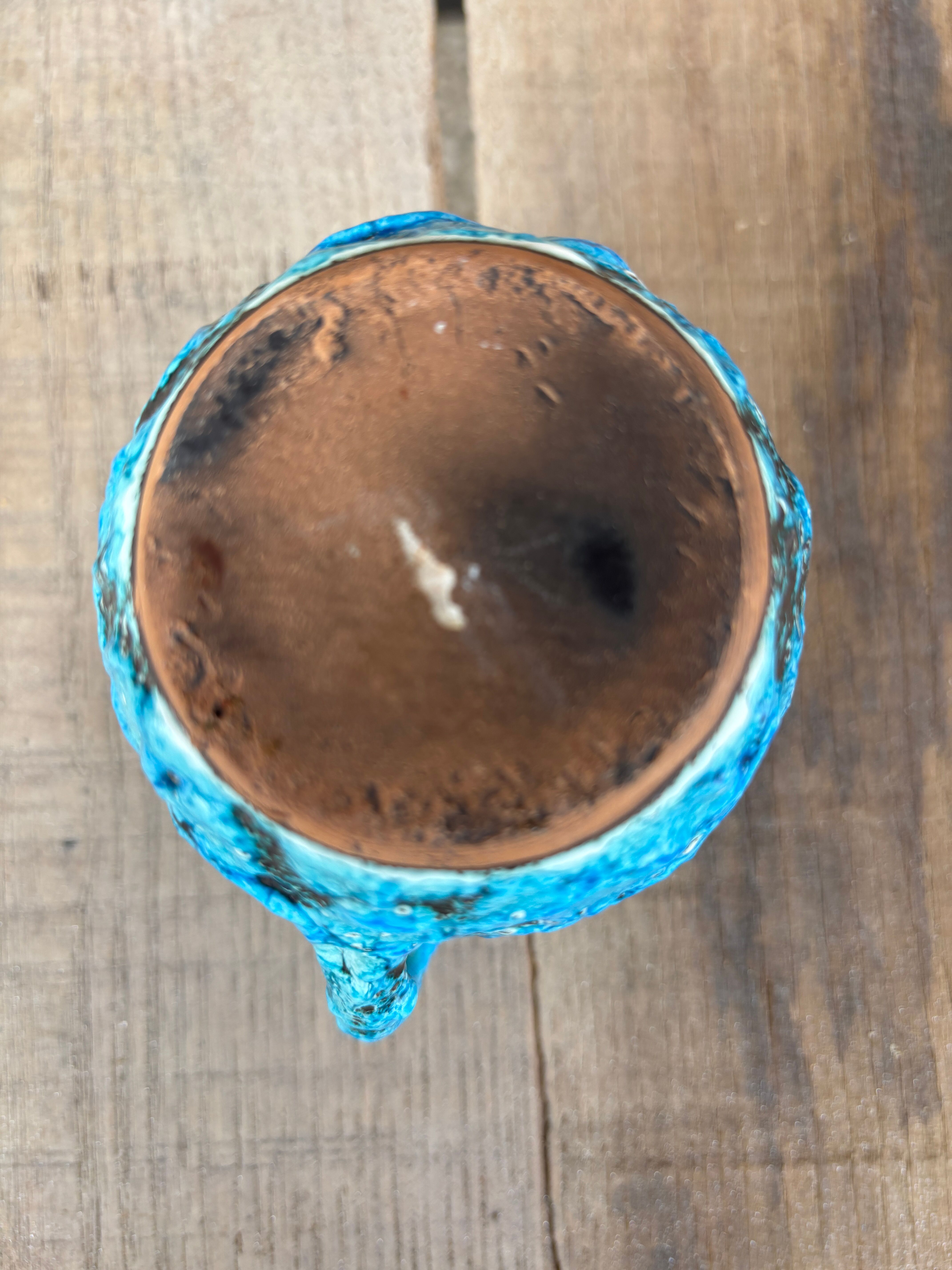 Vase style La Roue Vallauris – vintage turquoise ceramic